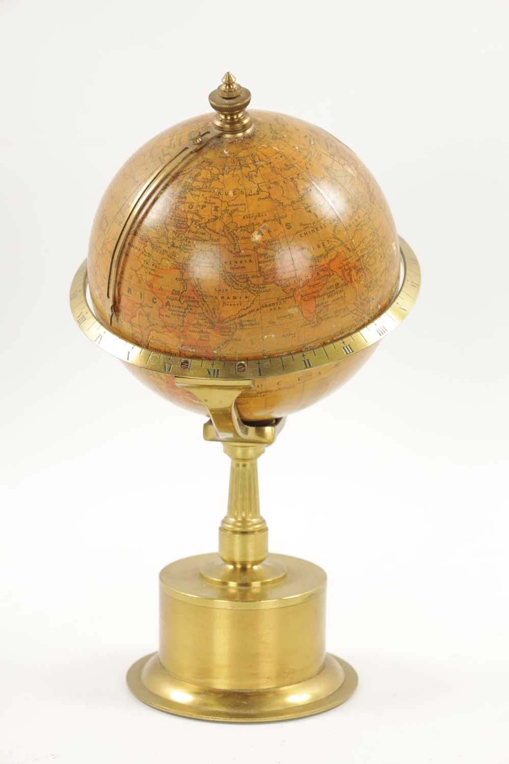 AN EARLY 20TH CENTURY SMITH & SONS LTD 'THE EMPIRE CLOCK' ROTATING GLOBE CLOCK - Image 7 of 9