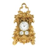 GROHE, PARIS. A FINE AND RARE MID 19TH CENTURY FRENCH CAST GILT BRASS ROCOCO REPEATING PETITE SONNER
