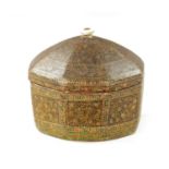 AN ANTIQUE KASHMIRE PAINTED OCTAGONAL BOX