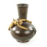 A 19TH CENTURY FRENCH BRONZE SQUAT BULBOUS VASE