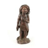 AN UNUSUAL 19TH CENTURY FOLK ARK CARVED WALNUT FIGURE OF A MYTHICAL FEMALE