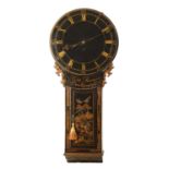 ROBERT SWAN, BRIDLINGTON. A GEORGE III LACQUERED CHINOISERIE TAVERN CLOCK OF SMALL PROPORTIONS