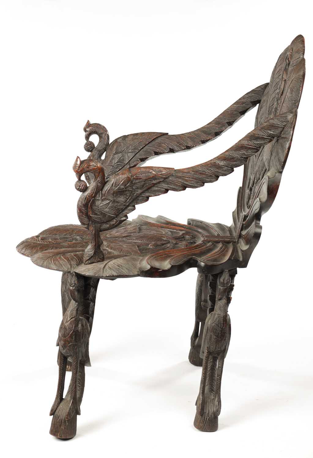 A 19TH CENTURY ANGLO-INDIAN CARVED HARDWOOD ARMCHAIR - Image 6 of 11