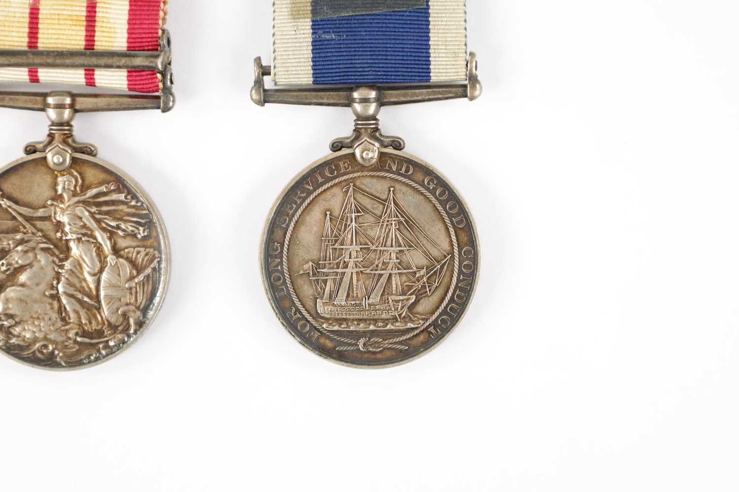 A GEORGE VI NAVAL GENERAL SERVICE MEDAL WITH PALESTINE 1936-1939 CLAPS AND ROYAL NAVY LONG SERVICE - Image 8 of 8
