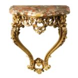 A 19TH CENTURY CARVED GILTWOOD PIER TABLE