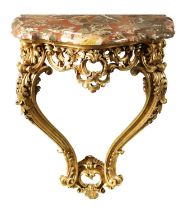 A 19TH CENTURY CARVED GILTWOOD PIER TABLE