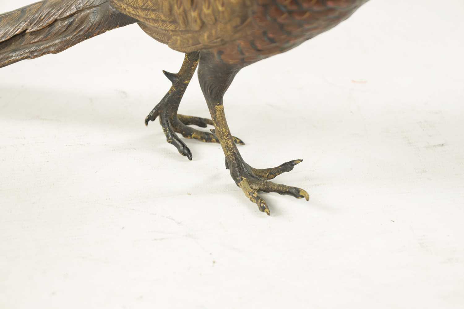 FRANZ BERGMAN. A LATE 19TH CENTURY COLD PAINTED BRONZE SCULPTURE OF A PHEASANT - Image 4 of 10