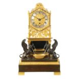 A GOOD LATE REGENCY FRENCH BRONZE AND ORMOLU AUTOMATION MANTEL CLOCK BY ROBERT PARIS NO.827