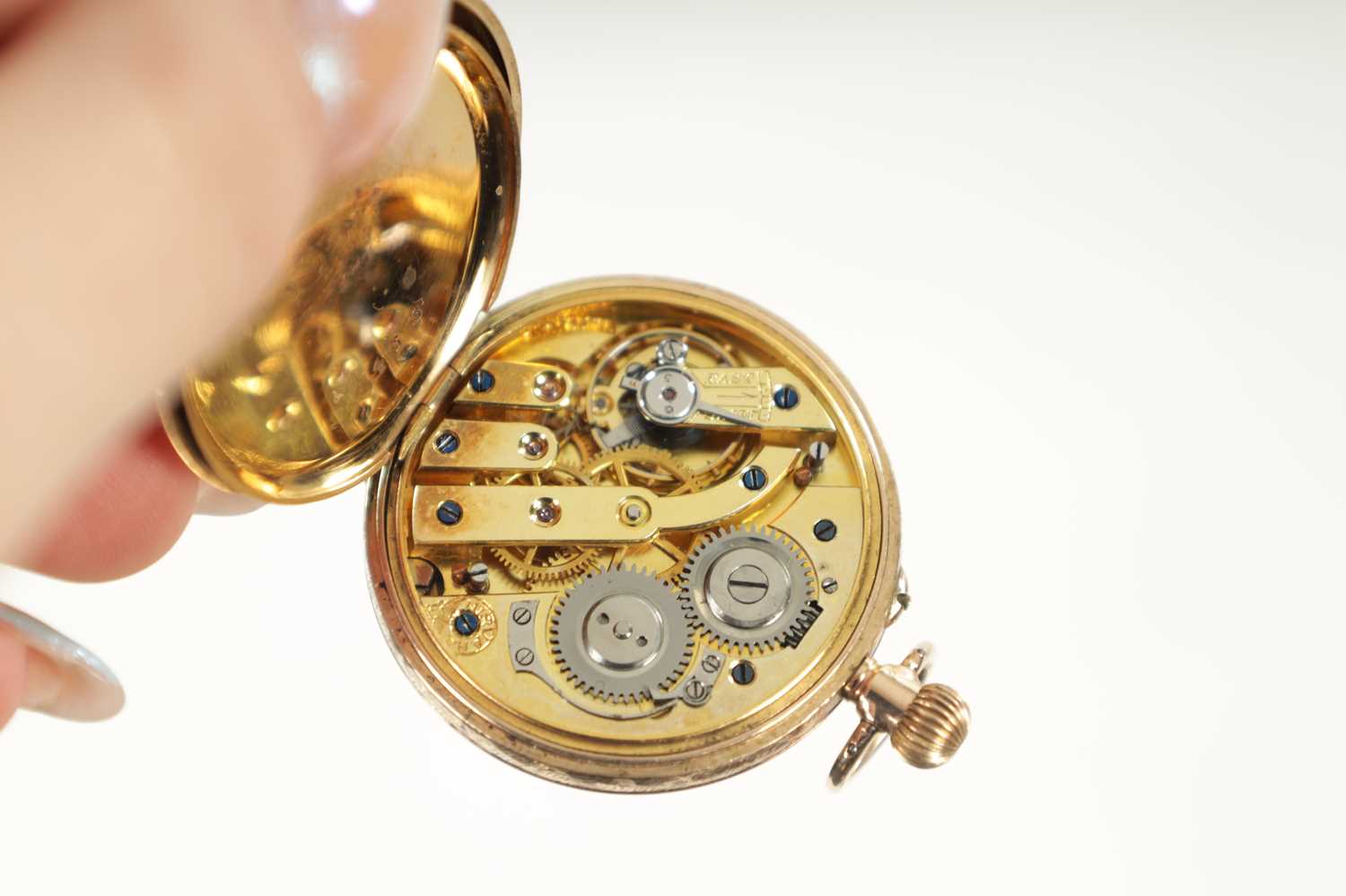 A 12CT GOLD CASED OPEN FACED FOB WATCH - Image 2 of 5