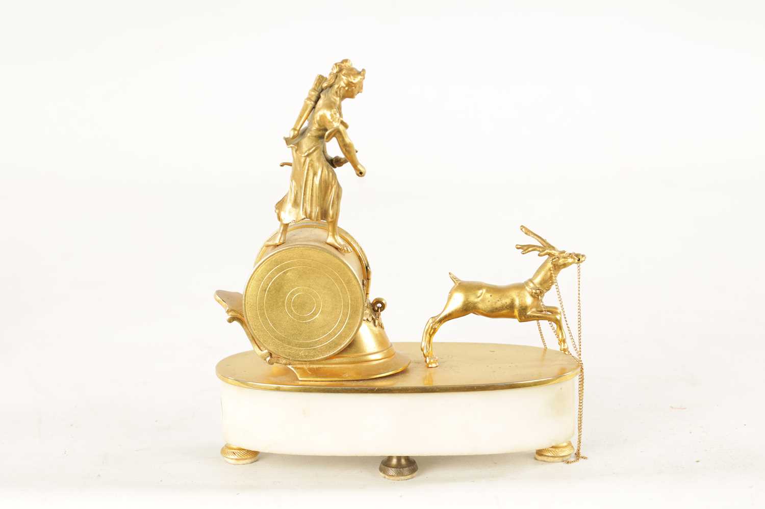 A LATE 19TH CENTURY FRENCH ORMOLU AND MARBLE MANTEL CLOCK - Image 7 of 8