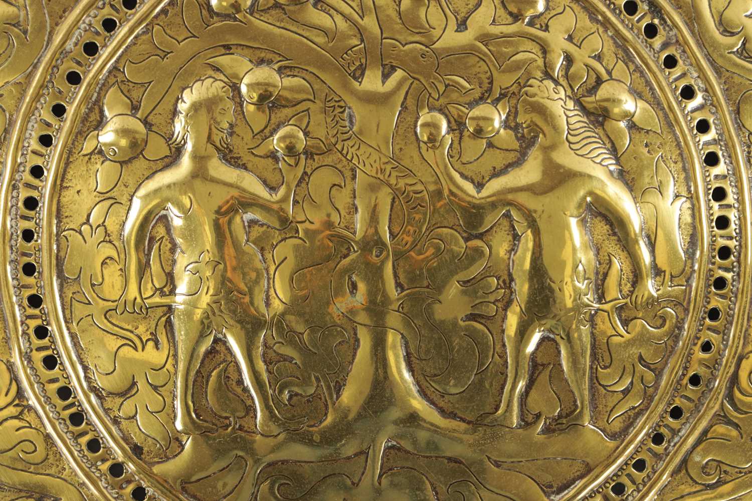 A LATE 17TH CENTURY ADAM & EVE EMBOSSED HANGING WALL LIGHT PLAQUE - Image 3 of 7