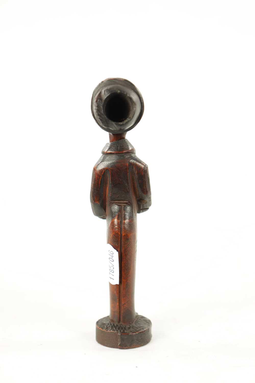 A 19TH CENTURY CONTINENTAL CARVED FRUITWOOD FIGURAL PIPE AND STAND - Image 6 of 6