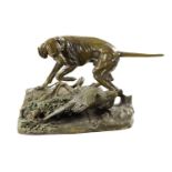 JULES MOIGNIEZ (FRENCH, 1835-1894) A COLLOSAL PATINATED GREEN BRONZE ANIMALIER SCULPTURE