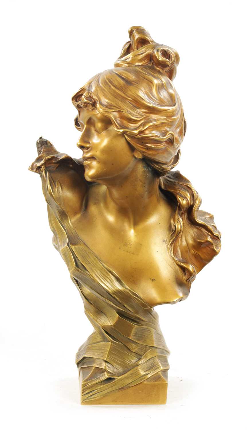 CHARLES JULES LEONARD. A FRENCH ART NOUVEAU GILT BRONZE BUST C.1900