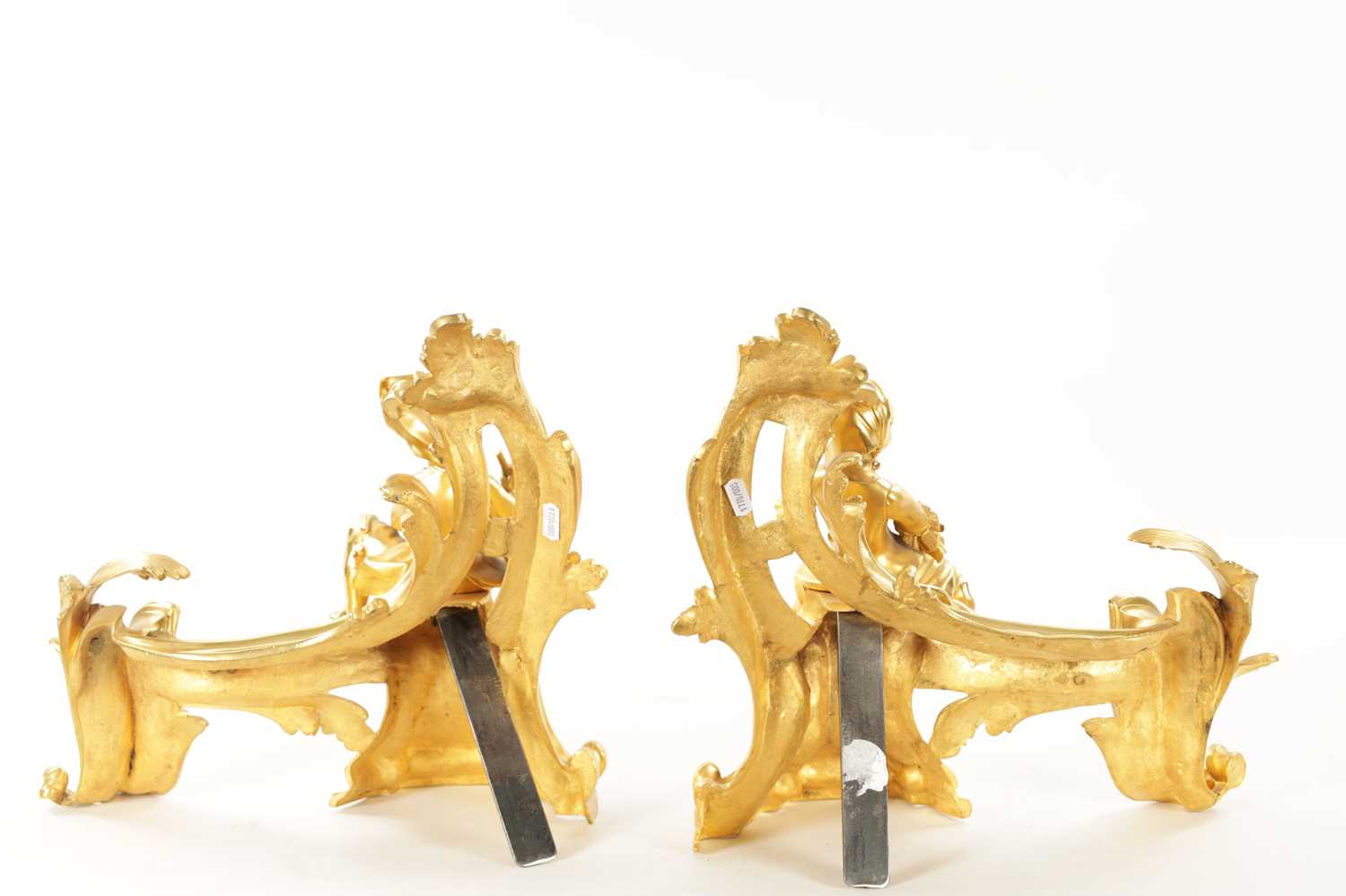 A PAIR OF 19TH CENTURY GILT ORMOLU CHENETS OF ROCOCO CHIPPENDALE DESIGN - Image 6 of 19