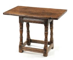 A RARE 17TH CENTURY JOINED OAK TAVERN STOOL/TABLE