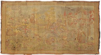 AN 18TH CENTURY WALL HANGING TAPESTRY