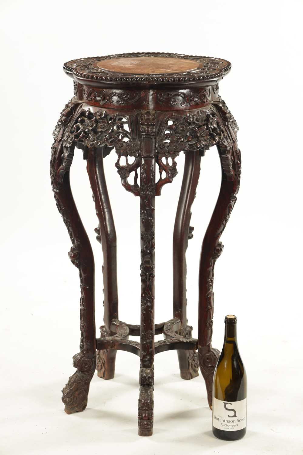 A 19TH CENTURY CHINESE CARVED HARDWOOD JARDINIERE STAND - Image 2 of 7