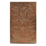 AN UNUSUAL 19TH CENTURY CARVED WOOD DOUBLE-SIDED GINGERBREAD MOULD
