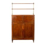 A REGENCY ROSEWOOD AND KING WOOD CROSS-BANDED SECRETAIRE SIDE CABINET
