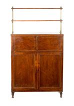 A REGENCY ROSEWOOD AND KING WOOD CROSS-BANDED SECRETAIRE SIDE CABINET