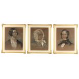 A SET OF THREE 19TH CENTURY PASTELS FAMILY PORTRAITS