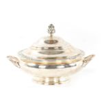 A 19TH CENTURY CONTINENTAL SILVER TWO-HANDLED LIDDED VEGETABLE DISH