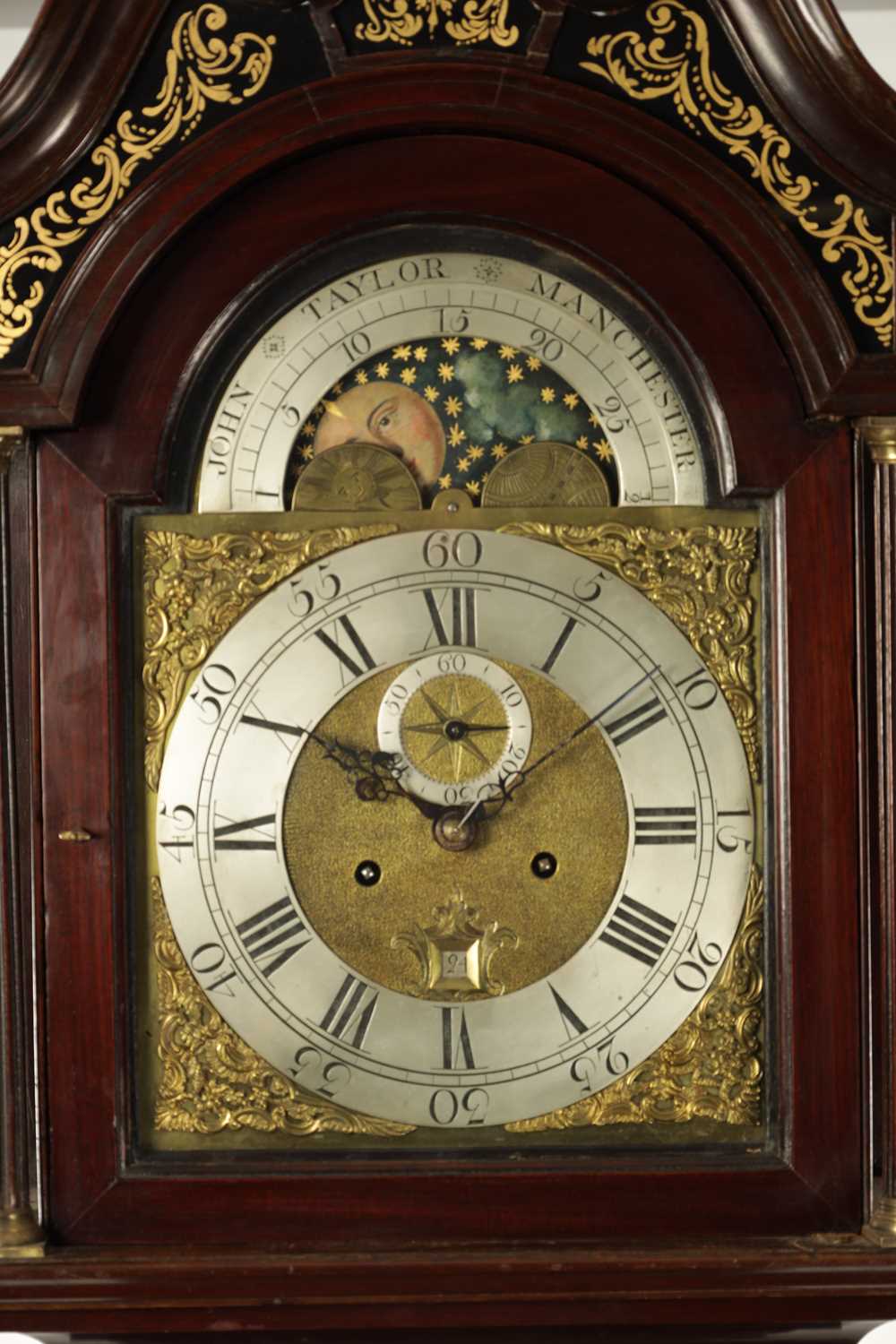 JOHN TAYLOR, MANCHESTER. A GEORGE III FIGURED MAHOGANY LONGCASE CLOCK - Image 2 of 5