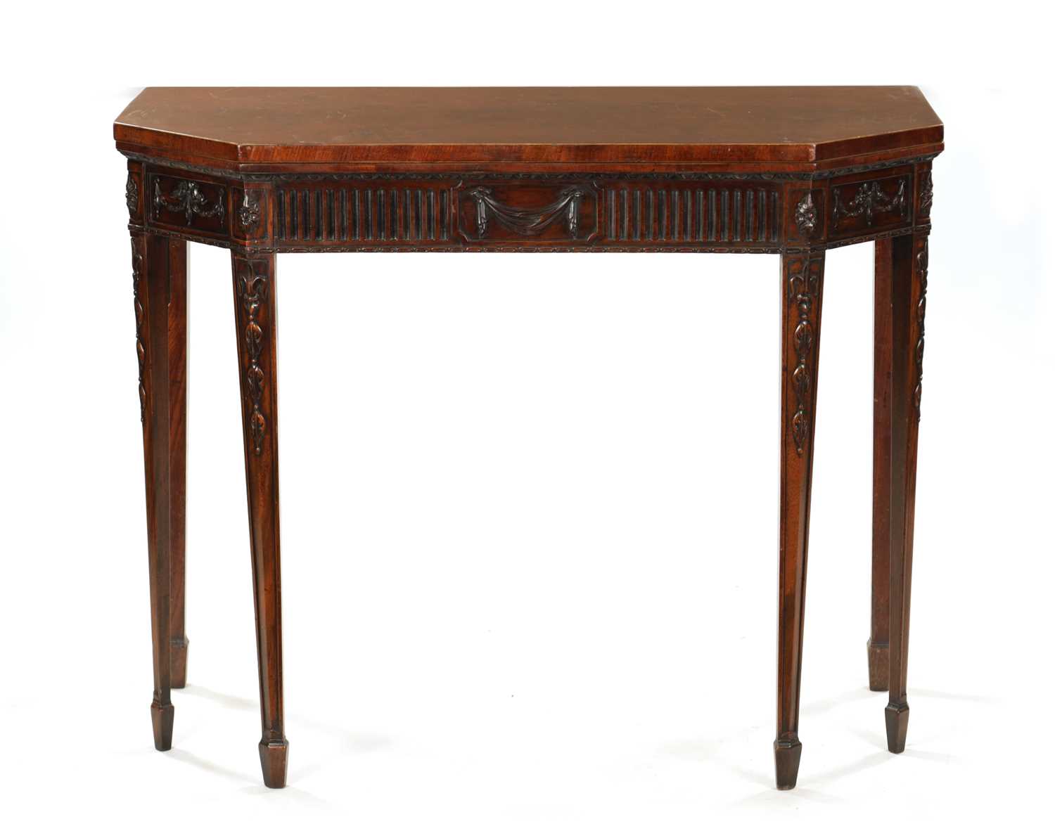 A LATE GEORGIAN ADAM-STYLE MAHOGANY CARD TABLE