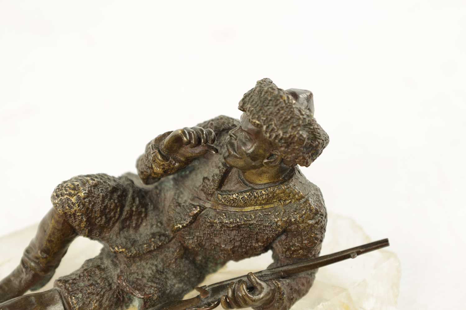 A LATE 19TH CENTURY RUSSIAN BRONZE SCULPTURE ON A ROCK CRYSTAL BASE - Image 3 of 6