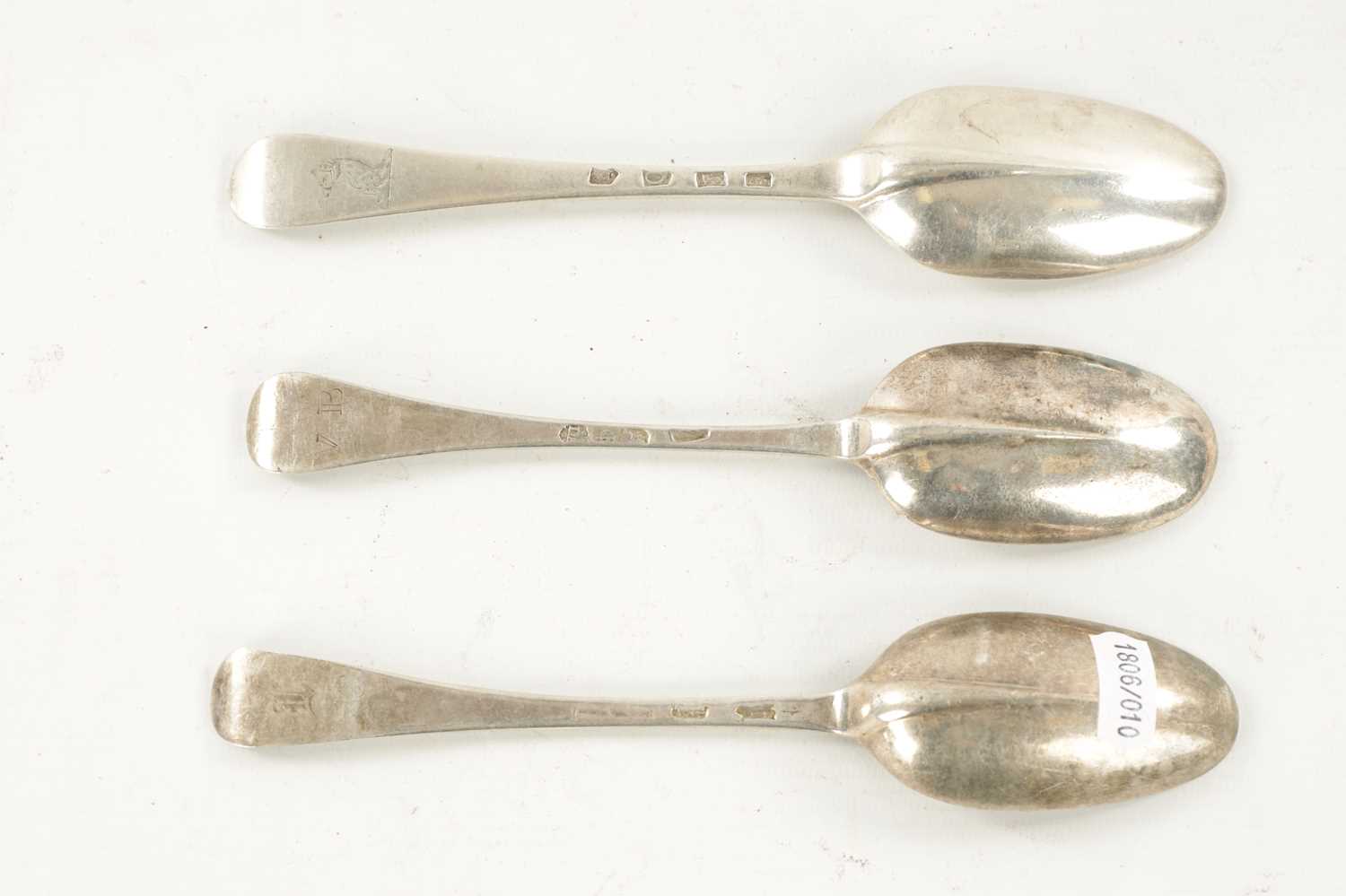 THREE QUEEN ANNE SILVER RATTAIL TABLESPOONS - Image 4 of 9