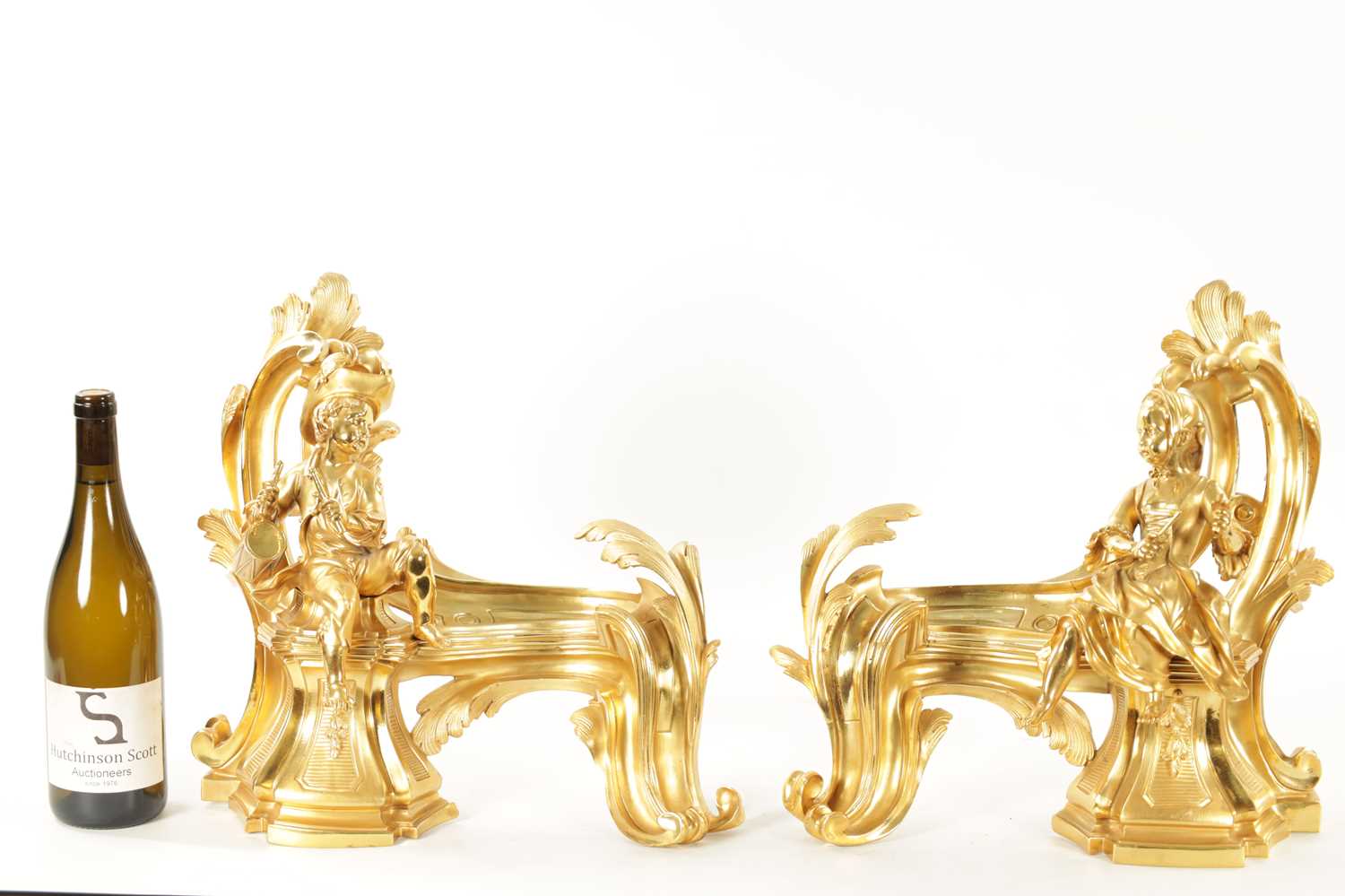 A PAIR OF 19TH CENTURY GILT ORMOLU CHENETS OF ROCOCO CHIPPENDALE DESIGN - Image 2 of 19