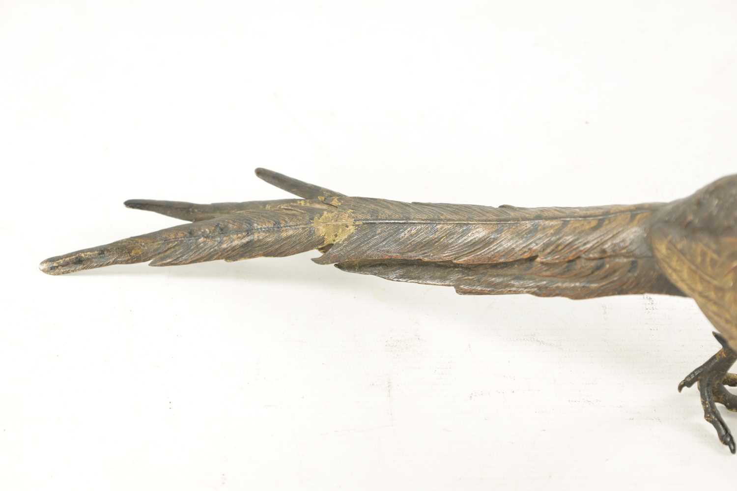 FRANZ BERGMAN. A LATE 19TH CENTURY COLD PAINTED BRONZE SCULPTURE OF A PHEASANT - Image 5 of 10