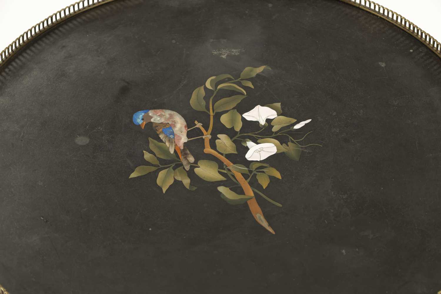A 19TH CENTURY DERBYSHIRE ASHBOURNE PIETRA DURA SLATE TABLE - Image 3 of 6