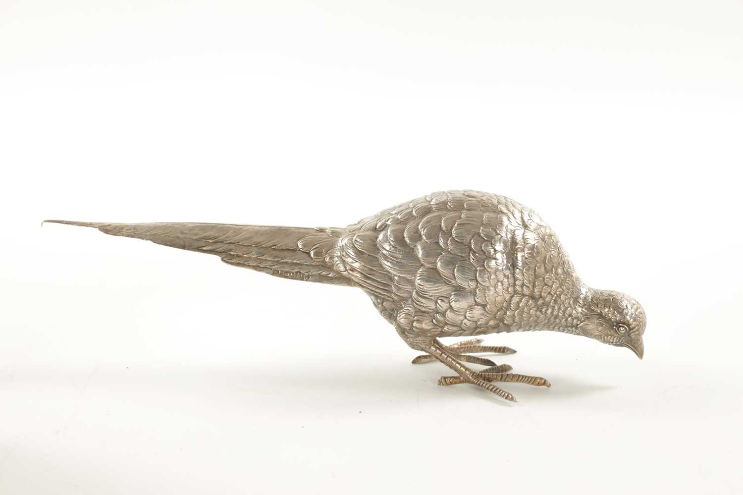 AN EARLY 20TH CENTURY SILVER SCULPTURE OF COCK PHEASANT - Image 4 of 8