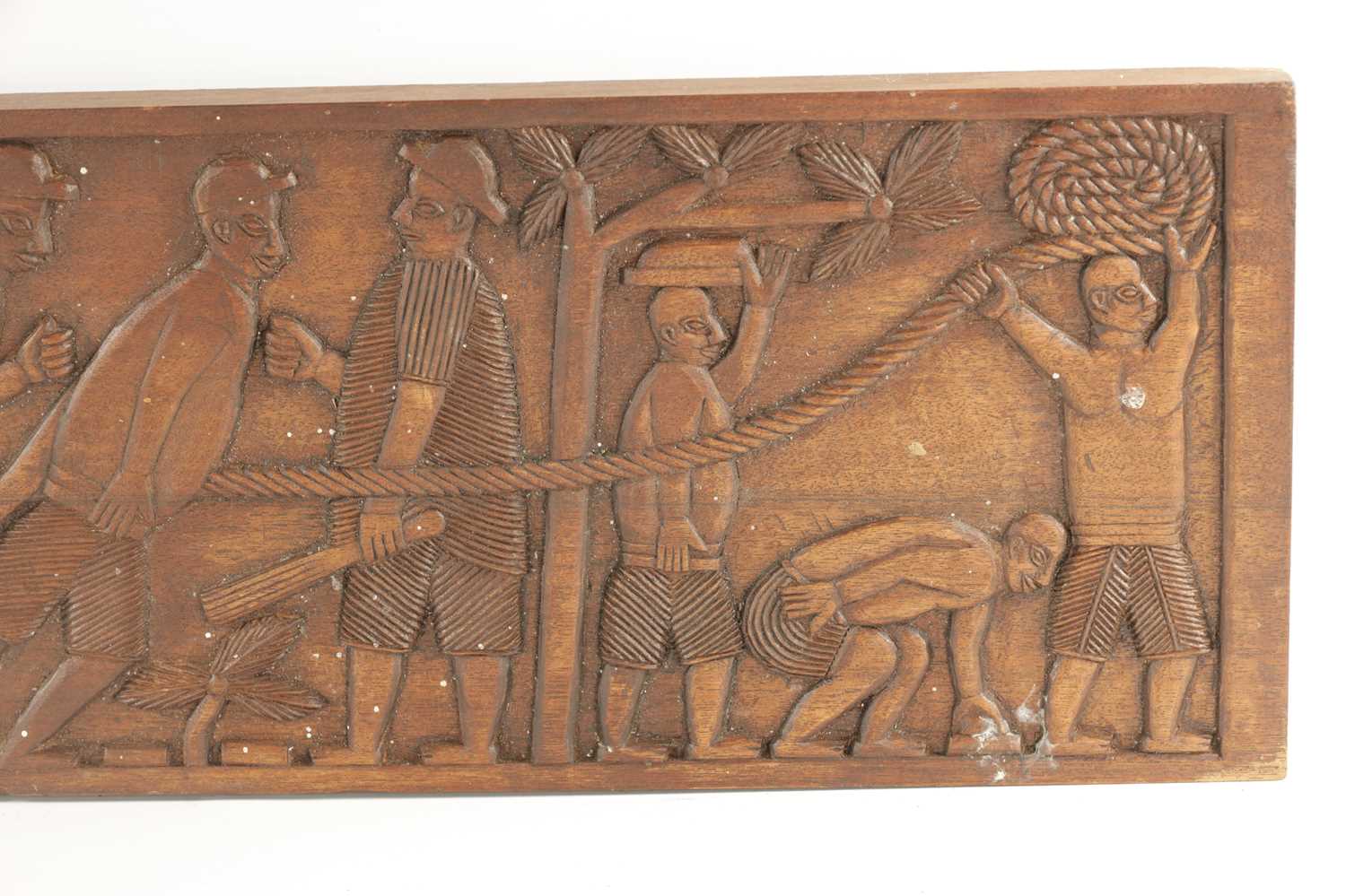A CAMEROON CARVED HARDWOOD PLAQUE OF SLAVES - Image 6 of 8
