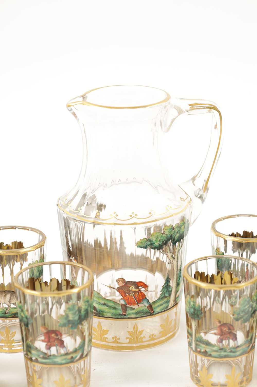 A LATE 19TH CENTURY BOHEMIAN GLASS AND ENAMEL DRINKS SET - Image 4 of 11