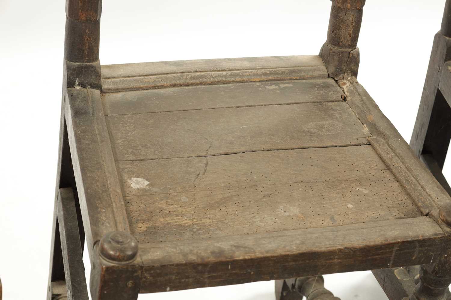 A RARE SET OF FOUR 17TH CENTURY CARVED OAK SIDE CHAIRS - Image 3 of 10