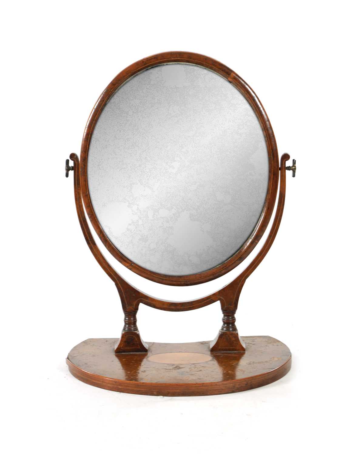 A 19TH CENTURY OVAL POLLARD OAK TABLE MIRROR