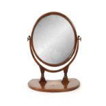 A 19TH CENTURY OVAL POLLARD OAK TABLE MIRROR