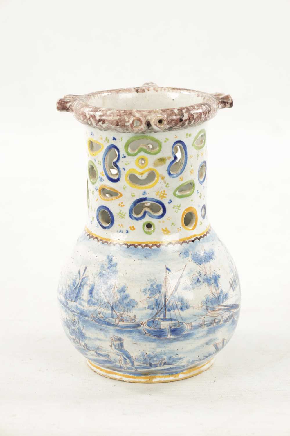 AN 18TH CENTURY DUTCH DELFTWARE PUZZLE JUG - Image 6 of 8