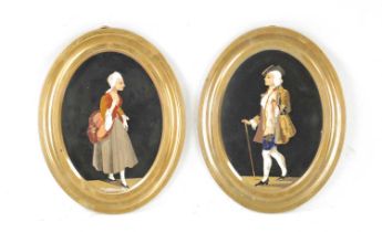 A PAIR OF LATE 19TH CENTURY ITALIAN PIETRA DURA OVAL FRAMED WALL PLAQUES