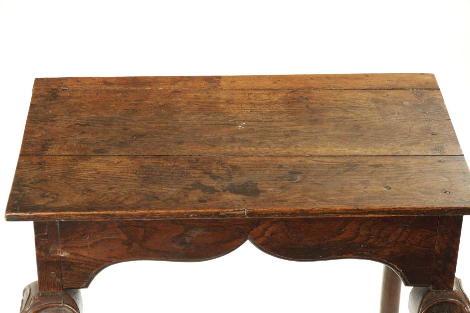 AN UNUSUAL PRIMITIVE QUEEN ANNE CARVED OAK CABRIOLE LEG RECTANGULAR HALL TABLE - Bild 3 aus 12