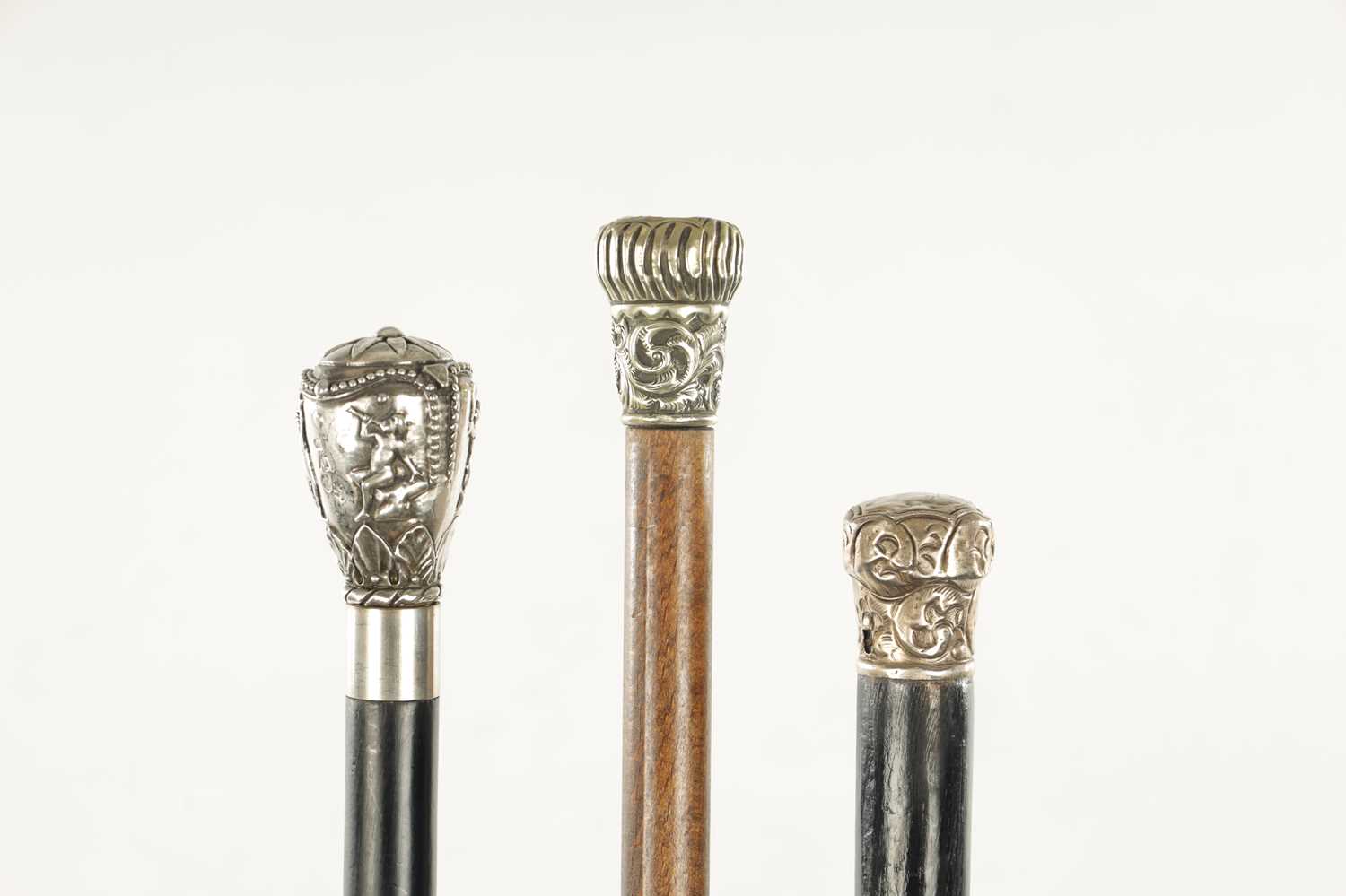A COLLECTION OF THREE LATE 19TH CENTURY SILVER TOPPED WALKING STICKS - Image 2 of 4