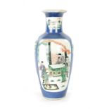 A CHINESE POWDER BLUE GROUND FAMILLE VERTE PORCELAIN VASE