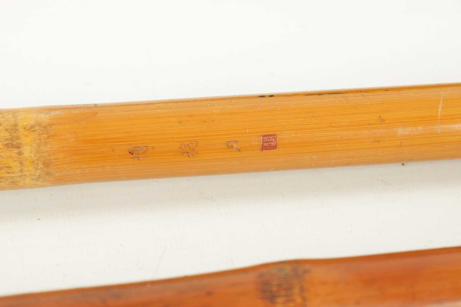 TWO 19TH CENTURY ORIENTAL BAMBOO CARVED WALKING CANES - Image 6 of 8