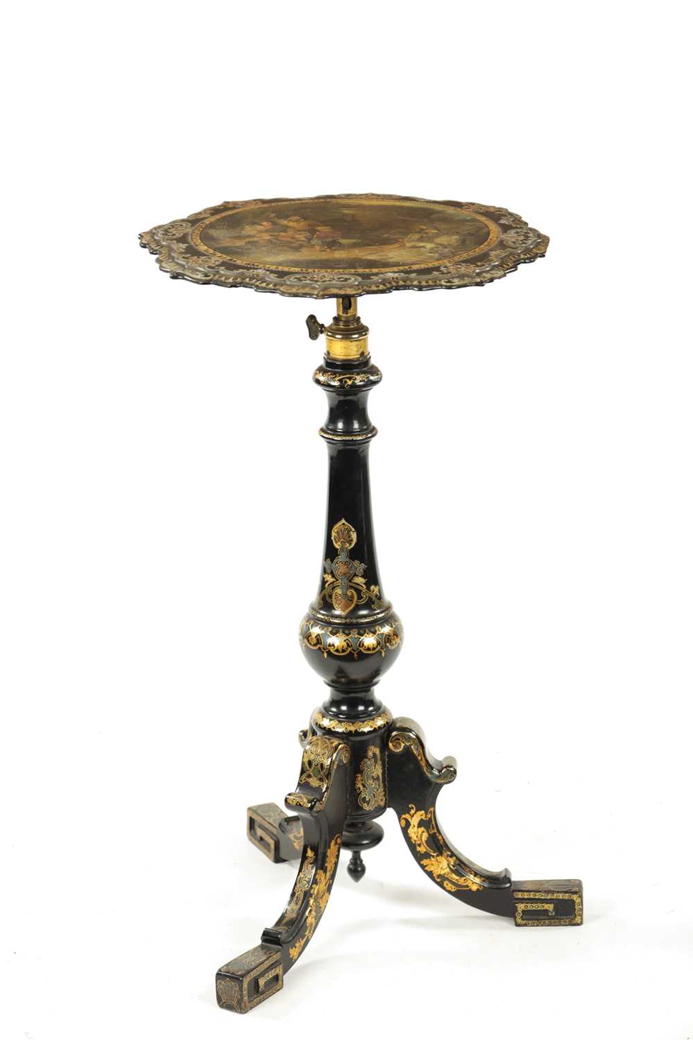 A GOOD 19TH CENTURY PAPIER MACHE ADJUSTABLE MUSIC STAND - Image 8 of 8