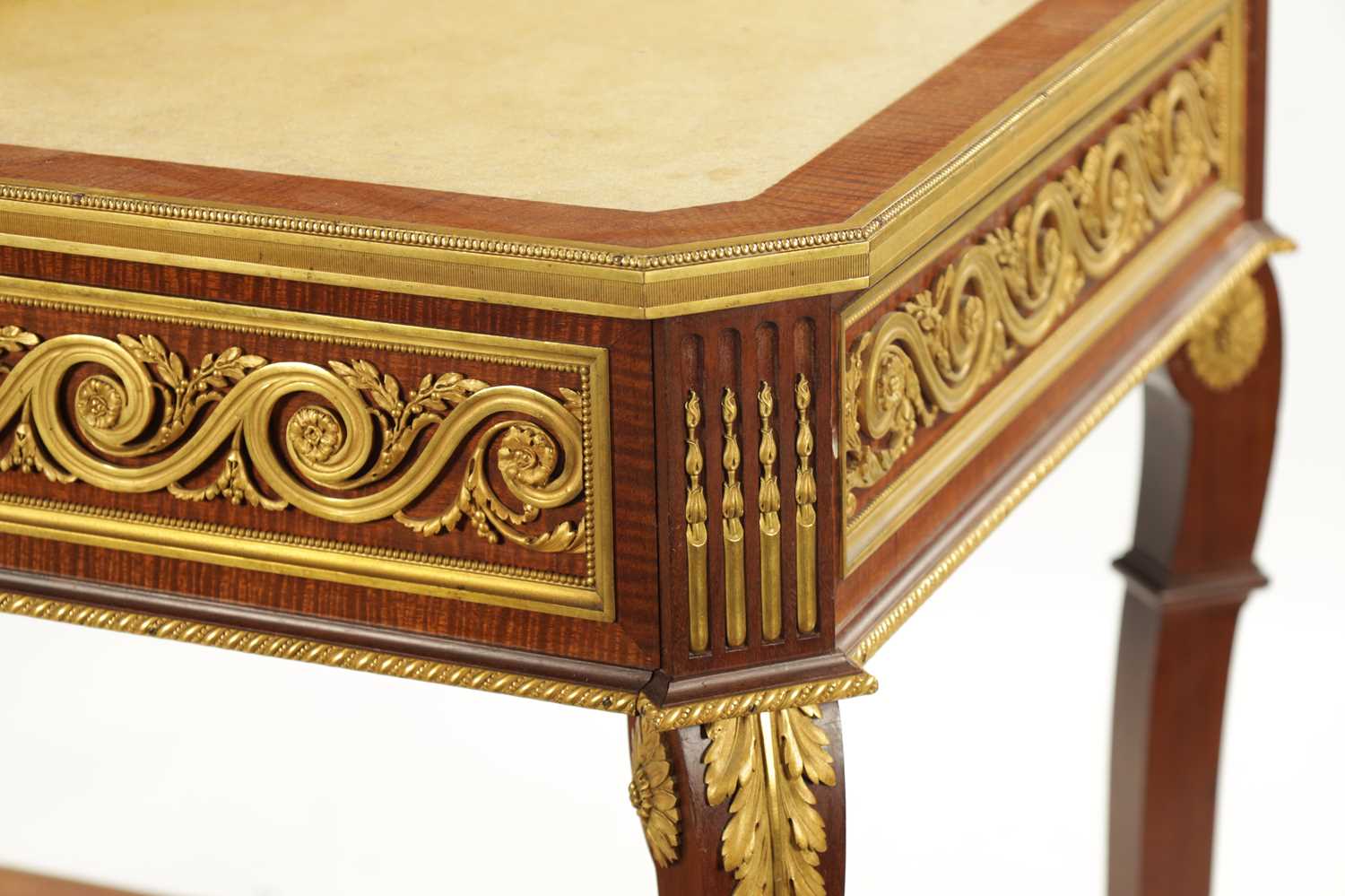 A FINE 19TH CENTURY ENGLISH MADE FRENCH EMPIRE STYLE FIDDLEBACK MAHOGANY AND ORMOLU MOUNTED WRITING - Image 2 of 6