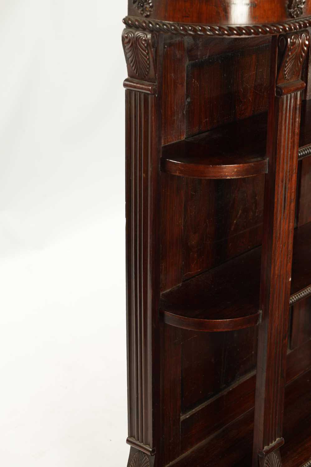 A REGENCY FIGURED ROSEWOOD OPEN BOOKCASE OF SMALL SIZE - Image 7 of 15