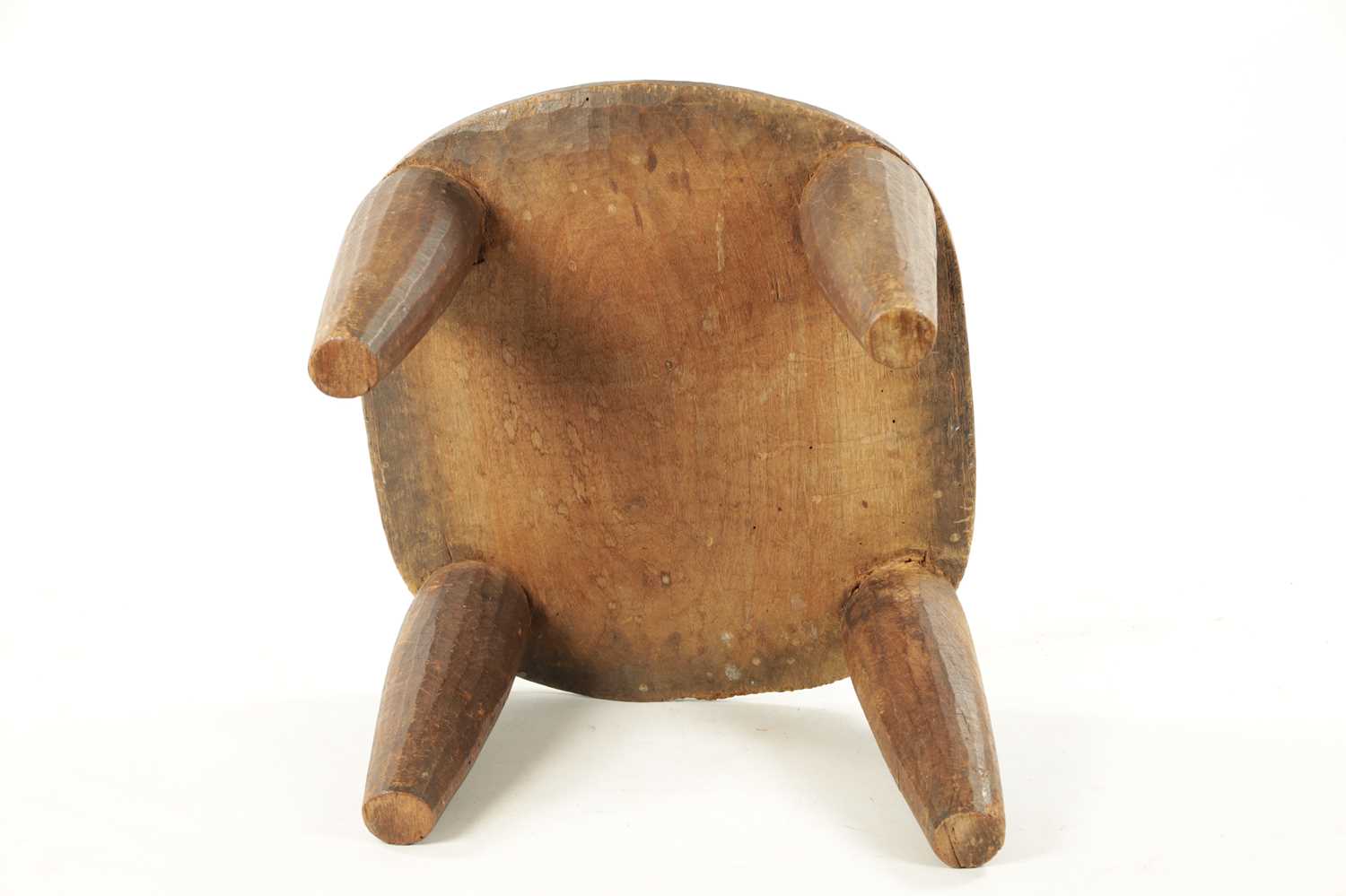 AN ANTIQUE NATIVE HARDWOOD FOUR-LEG STOOL - Image 5 of 5